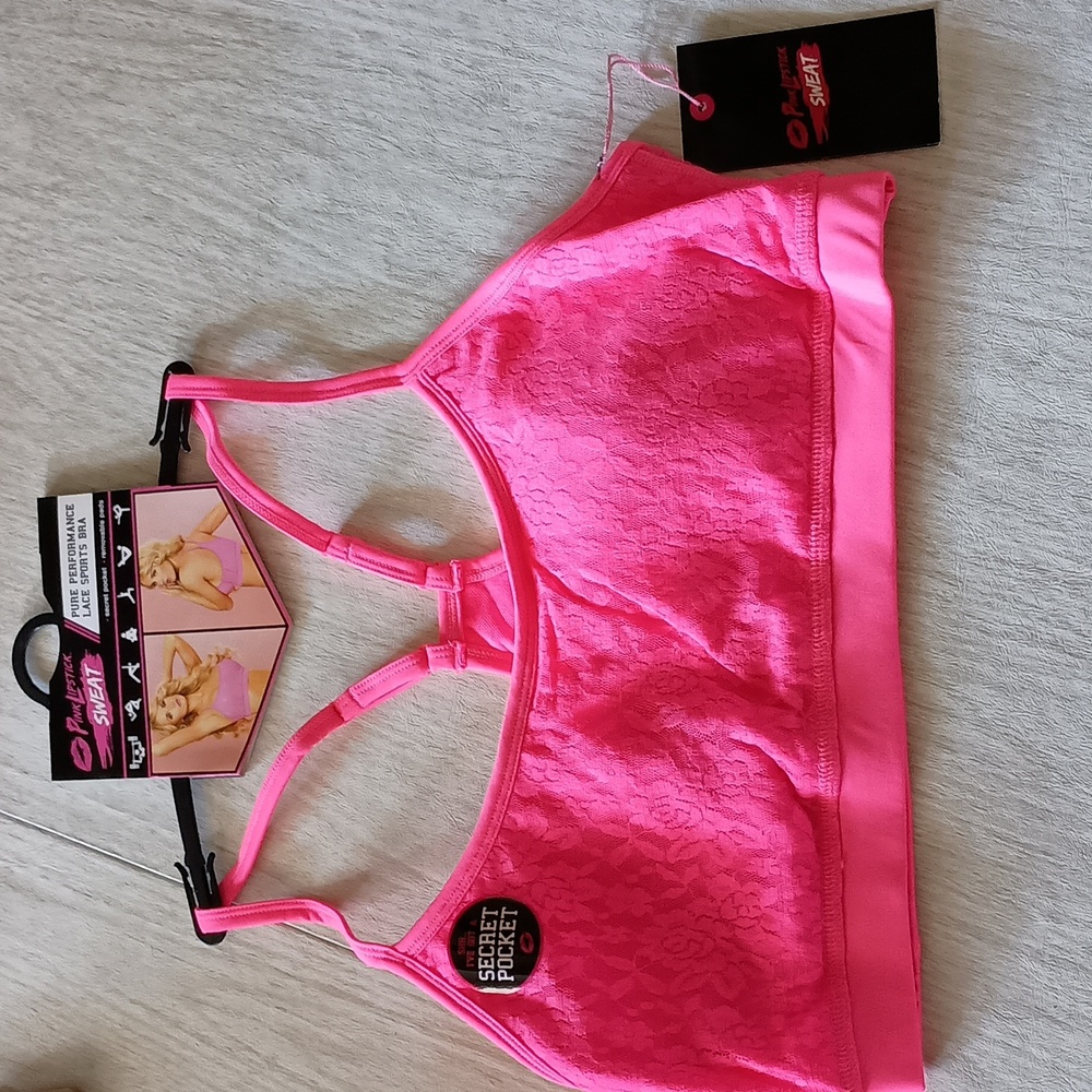 Pink Lipstick Sports Bra